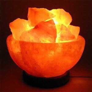 Himalayan Salt Lamp Fire Bowl with Wooden Base - emarkiz-com.myshopify.com